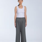 Pleated Wide-Leg Khaki Pants – Sage