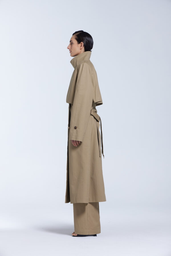 Stand Collar Trench Coat – Beige - Kim C Studio