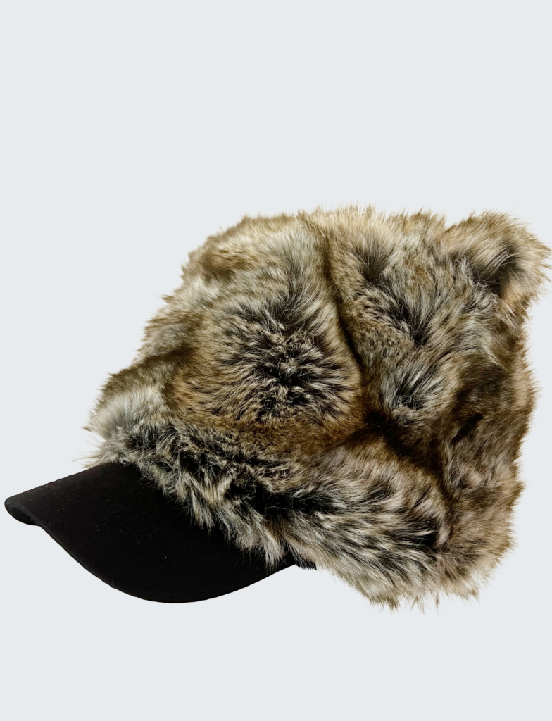 Side view of fur hat by KimC Studio
