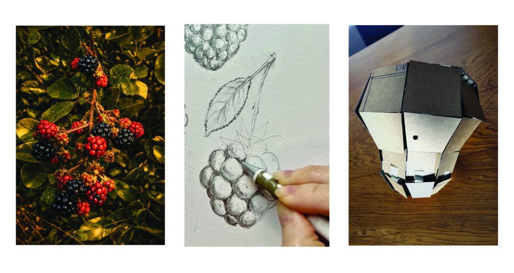 black leather berry shaped handbag designed by KimC Studio