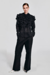 KIM C STUDIO black cotton straight-leg trousers front view