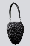 KimC Studio Berry black sculptural leather shoulder bag with detachable strap